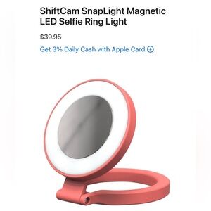 ShiftCam SnapLight Magnetic LED Selfie Ring Light Pomelo Pink